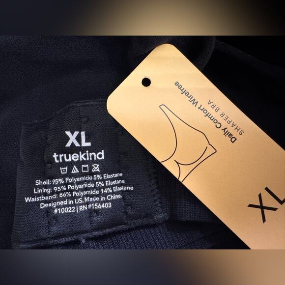 Truekind Daily Comfort Wirefree Shaper Bra BLACK Support Stretch NWT XL - Picture 2 of 8